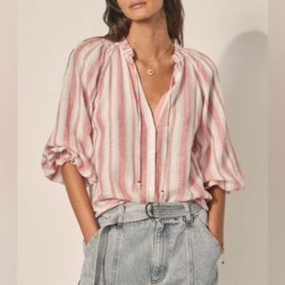 Kivari Pink and White Striped Blouse